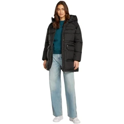 Abbildung von Tommy Jeans MIDI Aspen Puffer Wintermantel, Damen, Größe: XXS, Black