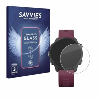 Abbildung von Savvies Panzer Schutz Glas für Garmin Forerunner 245/245 Music / 45 (3 Stück) 9H Hartglas, Anti Fingerprint, Displayschutz
