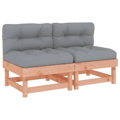 Abbildung von vidaXL Mittelsofa 2 STK., Gartensofa mit Kissen Latten Design, Modular Sofa Garnitur für Garten Terrasse, Gartenmöbel Sitzgruppe Loungemöbel, Massivholz Douglasie