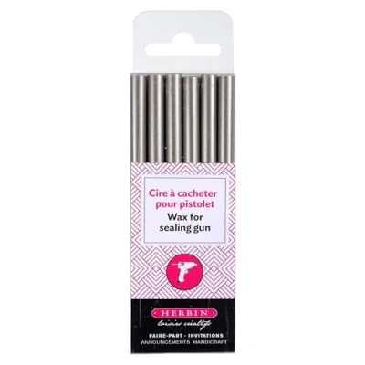 Abbildung von J.Herbin 35805T Packung mit 6 Wachsstangen für Pistole, ideal Bastelprojekte und Scrapbooking, weich, 1 Pack, silber