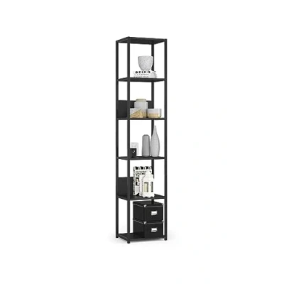 Abbildung von BDW Modernes Loft Regal Aus Metall Wohnzimmer Industrial Style 6 Einlegeböden Möbel Vintage Wandregal 192x40x32cm Schwarz