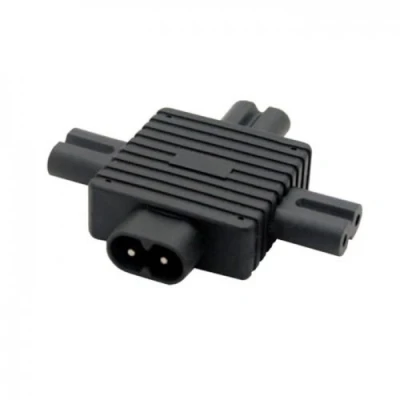 Abbildung von IEC 320 C8 Stecker auf 3 x Buchse C7 Splitter Netzadapter für Netzteil, 1 in Out CableCC