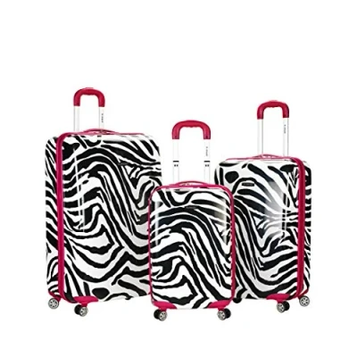 Abbildung von Rockland Safari Hartschalen Trolley, PINKZEBRA, 3 Piece (20&quot;/24&quot;/28&quot;), Melbourne Hardside Erweiterbares Spinnrad Gepäck