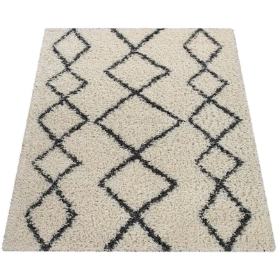 Abbildung von Paco Home Hochflor Teppich &quot;Kalmar 446&quot;, rechteckig, Scandi Design, Rauten Muster, weich &amp; kuschelig