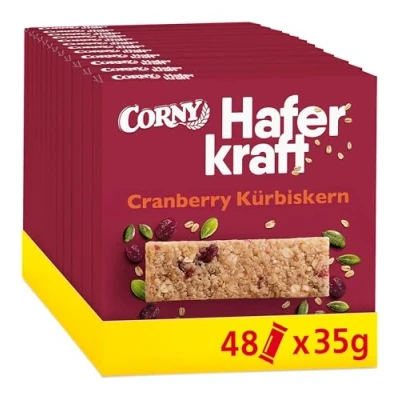 Abbildung von Haferriegel Corny Haferkraft Cranberry Kürbiskern, Vollkorn &amp; Vegan, 48x35g
