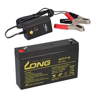Abbildung von AGM Blei AKKU Batterie 6V 7Ah kompatibel 3 FM 7 20HR 3FM7 Gel wie 7,2Ah 7.2Ah 7,0Ah 8Ah BLEIGEL + LADEGERÄT
