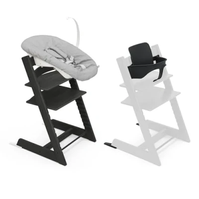 Abbildung von Stokke Tripp Trapp Hochstuhl, Oak Black/Black (inklusive Stuhl &amp; Baby Set2) mit Newborn Set Sicheres, verstellbares, ergonomisches Design