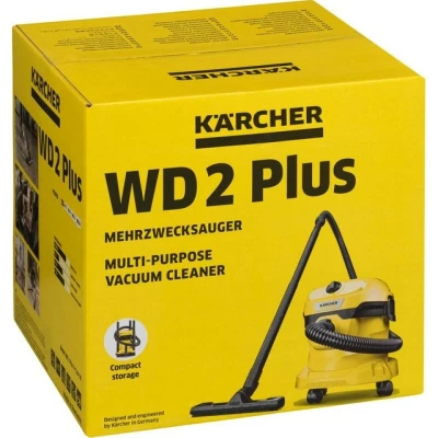 Abbildung von Kärcher WD 2 Plus V 12/4/18, 1000 W, Trommel Vakuum, Trocken&amp;Nass, Staubbeutel, 12 l, Schaum