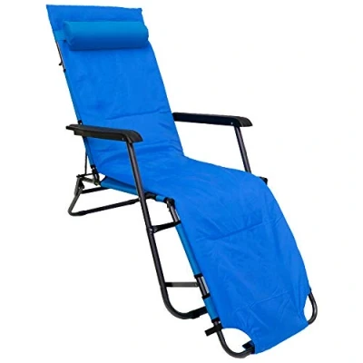 Abbildung von AMANKA Campingstuhl 178x60cm Liegestuhl Sonnenliege Strandliege Campingliege Klappliege Blau