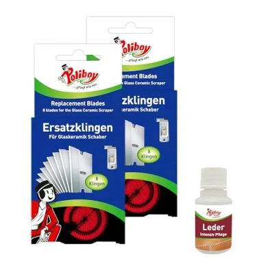 Abbildung von POLIBOY Ersatzklingen Für den Glaskeramik Schaber und andere Ceranfeldschaber Robuste Schaberklingen 2 x 8 Klingen Mit Produktprobe Made in Germany