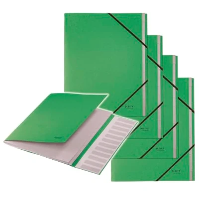 Abbildung von Leitz Recycle Ordnungsmappe A4, 4er Pack, Projektmappe mit 12 Fächern Index, 100 % recycelt &amp; recycelbar, CO2 kompensiert, Umweltfreundlich, Serie, Grün, 39150055