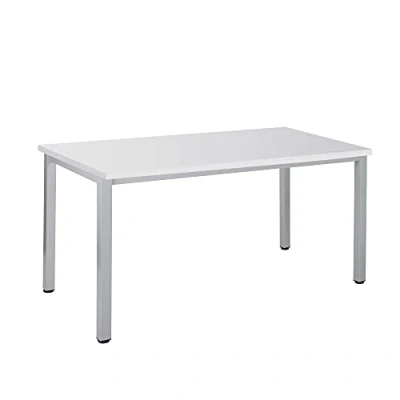 Abbildung von Bürotisch Schreibtisch Besprechungstisch graues Tischgestell quadratische Beine PC Tisch Arbeitstisch Konferenztisch Computertisch Homeoffice Businesstisch, Weiß, 180 x 80 77,5 cm