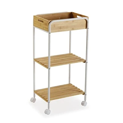 Abbildung von Versa Minden Möbel für das Bad, Badezimmerregal mit 2 Ablagen, Maßnahmen (H x L B) 81 40 29,5 cm, Holz, Farbe: Braun und weiß