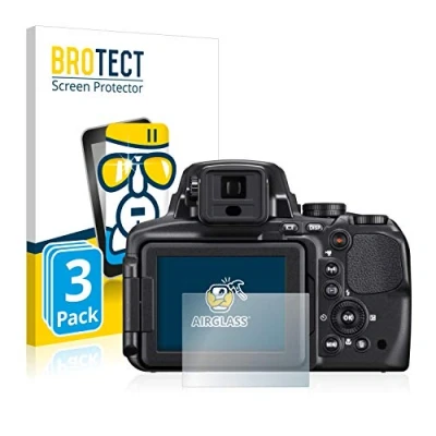 Abbildung von BROTECT Schutzglas für Nikon Coolpix P900 (3 Stück) Schutzfolie Panzer Folie Glas [Extrem Kratzfest 9H, Anti Fingerprint, Ultra Transparent]