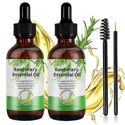 Abbildung von Rosmarinöl Haare, ätherisches öl für das Wachstum von Augenbrauen und Wimpern, Stimuliert Haarwachstum, Stärkt Haar, Nährt die Kopfhaut, Frauen Männer, 2 * 60 ml