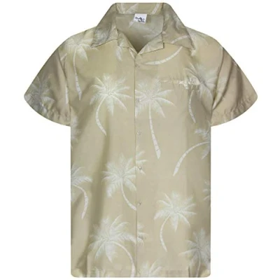 Abbildung von King Kameha Funky Hawaii Hemd, Herren, Kurzarm, Palm Shadow, Beige, L