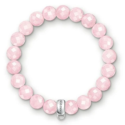 Abbildung von Thomas Sabo X0191 034 9 Damen Armband Obsidian Perlen 925 Silber Glas, Rosa, 17. 5