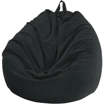 Abbildung von Chickwin Bezug für Sitzsack, Birne, Samt, ohne Füllung, drinnen und draußen, Entspannen, Liegestuhl, Wohnzimmer, Schlafzimmer, Kissen (Schwarz, 100 x 120 cm)