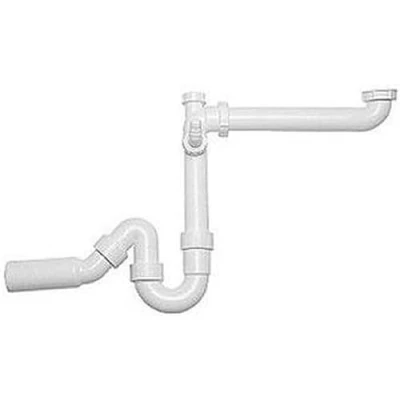 Abbildung von BLANCO Geruchsverschluss Spezial 1,5x 50 mm (Abgang Ø=50 mm) Flache Ausführung (Raumschaffer) Wird beim Einbau eines Abfallsammlers empfohlen, mit zwei Spülmaschinenanschlüssen