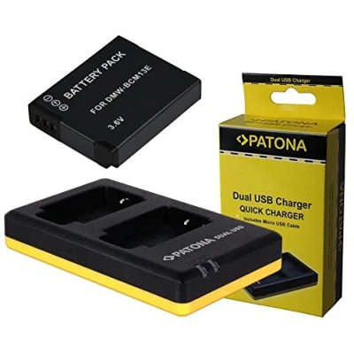 Abbildung von 2in1 SET für die Panasonic Lumix DMC TZ71 TZ61 TZ58 TZ56 TZ41 TZ40 ZS30 Premium Akku kompatibel mit BCM13 / BCM13e (1100mAh) + Dual Ladegerät (lädt 2 Akkus gleichzeitig)