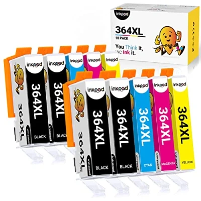 Abbildung von iNKPAD (10 Pack) 364XL Multipack Tintenpatronen Ersatz für HP 364 XL Photosmart 5520 Patronen 5510 6510 6520 7510 7520, Deskjet 3070A 3520, Officejet 4610 4620(Schwarz Cyan Magenta Gelb)