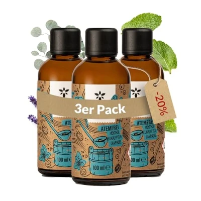 Abbildung von Heldengrün Bio Saunaaufguss Atemfrei [ECHTE ÖLE] Saunaöl mit Menthol, Eukalyptus &amp; Lavendel Natur Sauna Aufgussmittel ätherischem Öl 3 x 100 ml