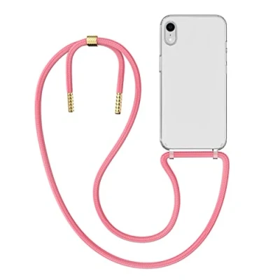 Abbildung von MyGadget Handykette für iPhone XR [ Hülle mit Band abnehmbar &amp; verstellbar ] Handyhülle Handyband zum Umhängen Schnur Case Schutzhülle Rosa