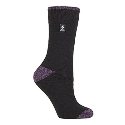Abbildung von HEAT HOLDERS Damen Extra Warm Innen Flauschig Thermosocken für Geschenk Socken Winter (37 42, Schwarz/Lila H &amp; T)