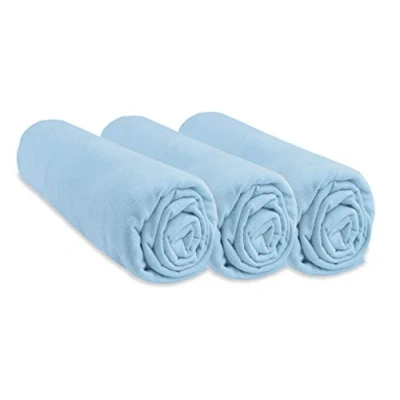 Abbildung von Easy Dort, Spannbettlaken, Baumwolle, für Babybett, 70 x 140 cm, Himmelblau, 3 Stück