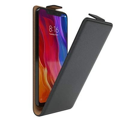 Abbildung von EAZY Case Hülle kompatibel mit Xiaomi Mi 8 Flip Cover zum Aufklappen, Handyhülle aufklappbar, Schutzhülle, Flipcover, Flipcase, Flipstyle vertikal klappbar, aus Kunstleder, Schwarz