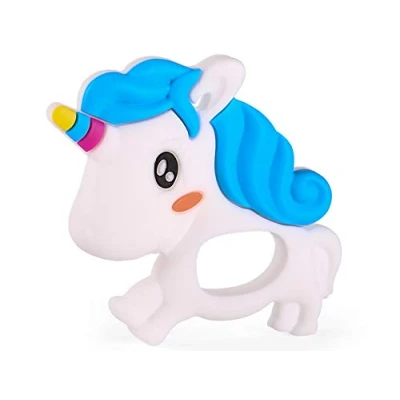 Abbildung von PREMYO Einhorn Beißring für Babys Kühlend Zahnungshilfe aus Silikon BPA Frei Weich Lindert Schmerzen beim Zahnen Weiß