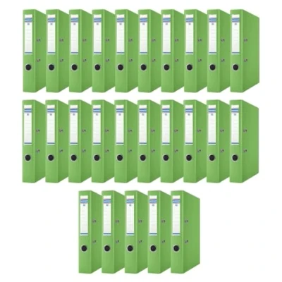Abbildung von DONAU Master Ordner Schmal 25er Pack/DIN A4 / 5 cm 25 Stück/Hellgrün/Kunststoffbezug PP/Carton Papier Schlitzordner Büroordner Aktenordner Ringordner/Grünen Punkt