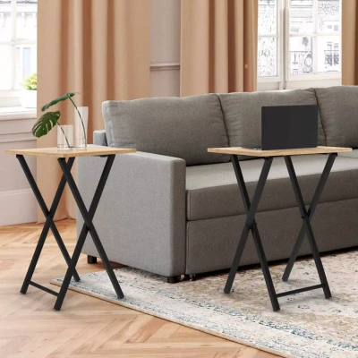 Abbildung von IDMarket Set mit 2 klappbaren Beistelltischen Detroit Industriedesign