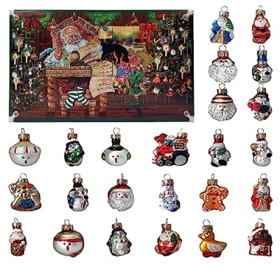 Abbildung von Krebs Glas Lauscha Adventskalender &quot;Weihnachtsdeko&quot;, für Erwachsene, mit Weihnachtsbaumschmuck
