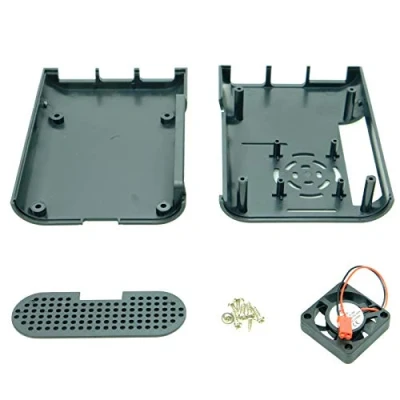 Abbildung von Paradisetronic.com Gehäuse mit Lüfter für Raspberry Pi 4 Model B, Schwarz
