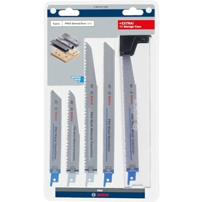Abbildung von Bosch 6x PRO Demolition Säbelsägeblatt Set, 6 tlg. (für Rohre und Profile aus Metall, Nichteisenmetalle, Länge mm, Professional Zubehör Säbelsäge)