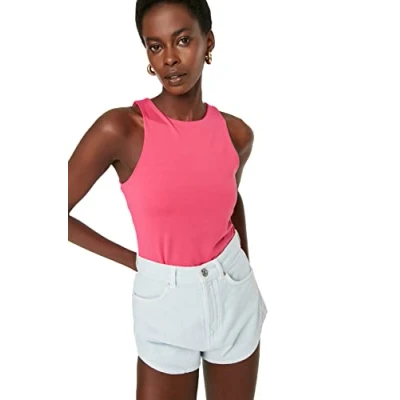 Abbildung von Trendyol Damen Bluse, figurbetont, Rundhalsausschnitt, gewebte Schwarz, X Large