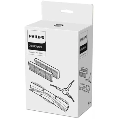 Abbildung von Philips Bodenwischer Set &quot;XV1473/00&quot;, (Packung, 4 St.), für Saugroboter XU7000/01, XU7100/01 mit 2x Filter, 1x Seitenbürsten