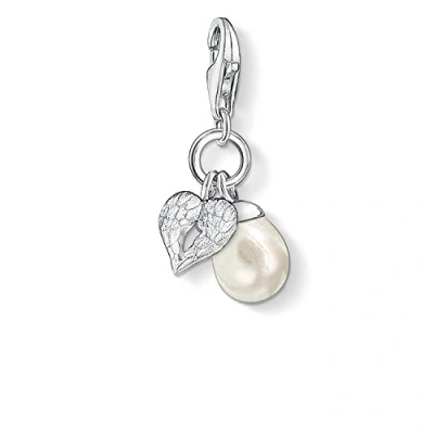Abbildung von Thomas Sabo Damen Charm Anhänger Perle mit Herz Flügel Club 925 Sterling Silber 0779 082 14