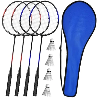 Abbildung von KH Federball Set Badminton Schläger 2 4 Spieler für Erwachsene Kinder, leicht und stabil, Schläger, Federbälle Tragetasche im Lieferumfang