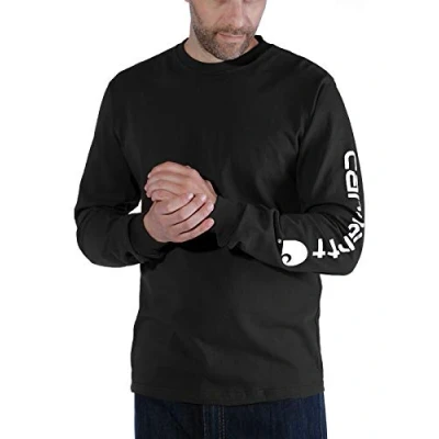 Abbildung von Carhartt Herren Lockeres, Schweres, Langärmliges T Shirt mit Logo grafik auf dem Ärmel , Schwarz, M