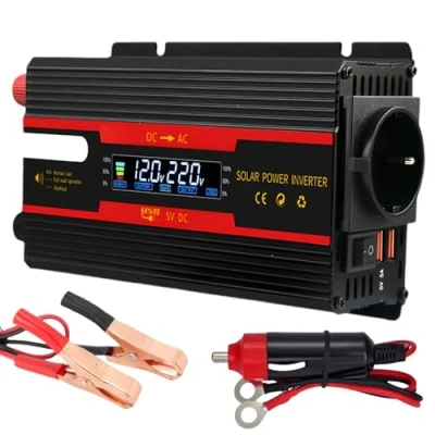 Abbildung von Wechselrichter Spannungswandler DC 12V / 24V auf AC 230V Modifizierte Sinuswelle Inverter 2000W mit EU Steckdosen, 2 USB und LCD Anzeige Stromumwandler Adapter für Auto Kfz LKW Wohnwagen Camping