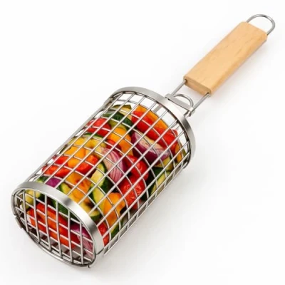 Abbildung von Flame Fox Hochwertiger Grillkorb Edelstahl 1 Stück I Ideal zum Grillen von Gemüse, Fleisch &amp; Fisch Langlebiger Grill Basket zur einfachen Zubereitung
