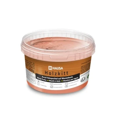 Abbildung von HAUSA Holzkitt 250 g Mahagoni Holzspachtelmasse, Kitt für Holz, Holzspachtel/Füllmasse zum Reparieren von Holzschäden gebrauchsfertig ausgezeichnete Füllkraft schnelltrocknend rissbeständig