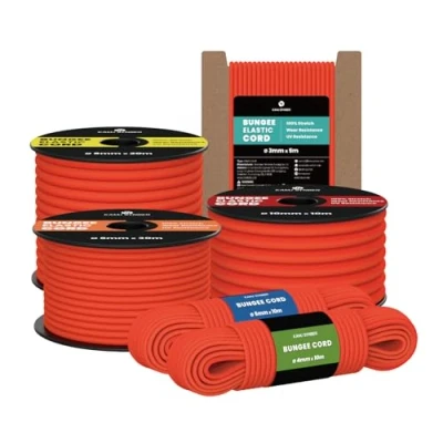Abbildung von Kamu Synber Gummiseil 10mm x 10m Expanderseil Spanngummi Spannseil Gummischnur für Anhänger, Sonnensegel, Plane UV Beständig Wetterfest Orange