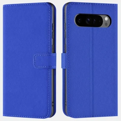 Abbildung von Verco Handyhülle für Google Pixel 9 Pro Hülle, Bookcase Tasche Flipcover Case [Kartenfächer/Aufstellfunktion], Blau