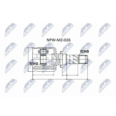 Abbildung von NTY NPW MZ 026 Gelenksatz Automatikgetriebe getriebeseitig MAZDA: 3 Hatchback, Limousine