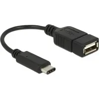 Abbildung von Delock Adapterkabel USB Type C 2.0 Stecker &gt; A Buchse 15 cm Schwarz, 65579