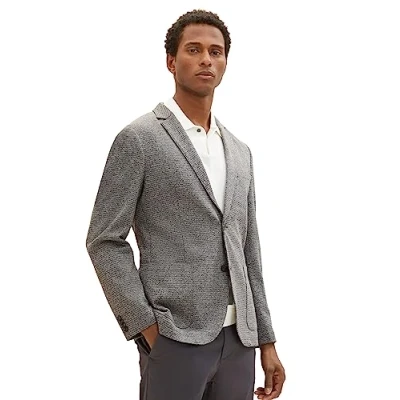 Abbildung von TOM TAILOR Herren 1039891 Jersey Sakko mit Reverskragen, 19393 grey houndstooth, 54