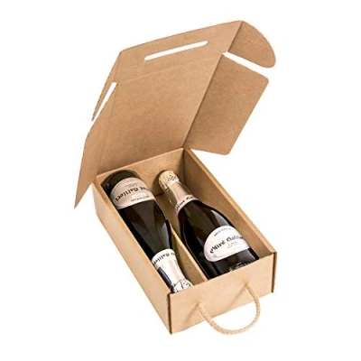 Abbildung von ONLY BOXES, Packung 4 Flaschenetui für 2 Flaschen, Karton Champagner oder Champagner, farbige Kraftbox, Geschenkkarton Flaschen